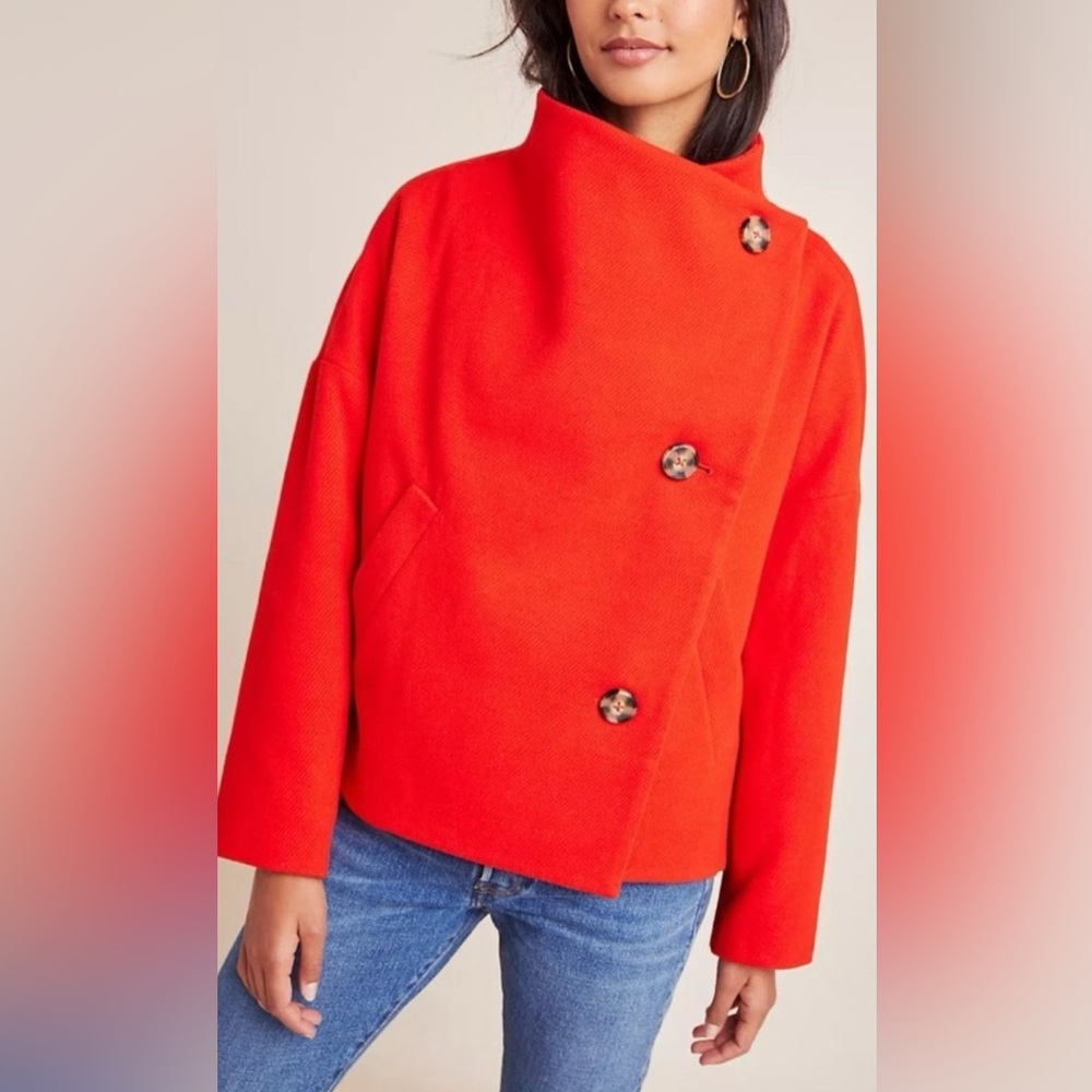 NWT Anthropologie Peacoat Plus Size 1X, Red, Relaxed Fit Oversized Boho Colorful - Picture 5 of 15